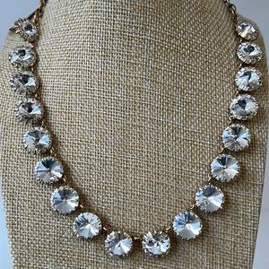 NWT J Crew Brulee Clear Rhinestone Gold Tone Chain Statement Necklace